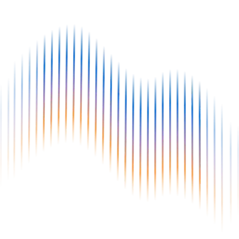 A waveform of blue and amber bars standing for sound